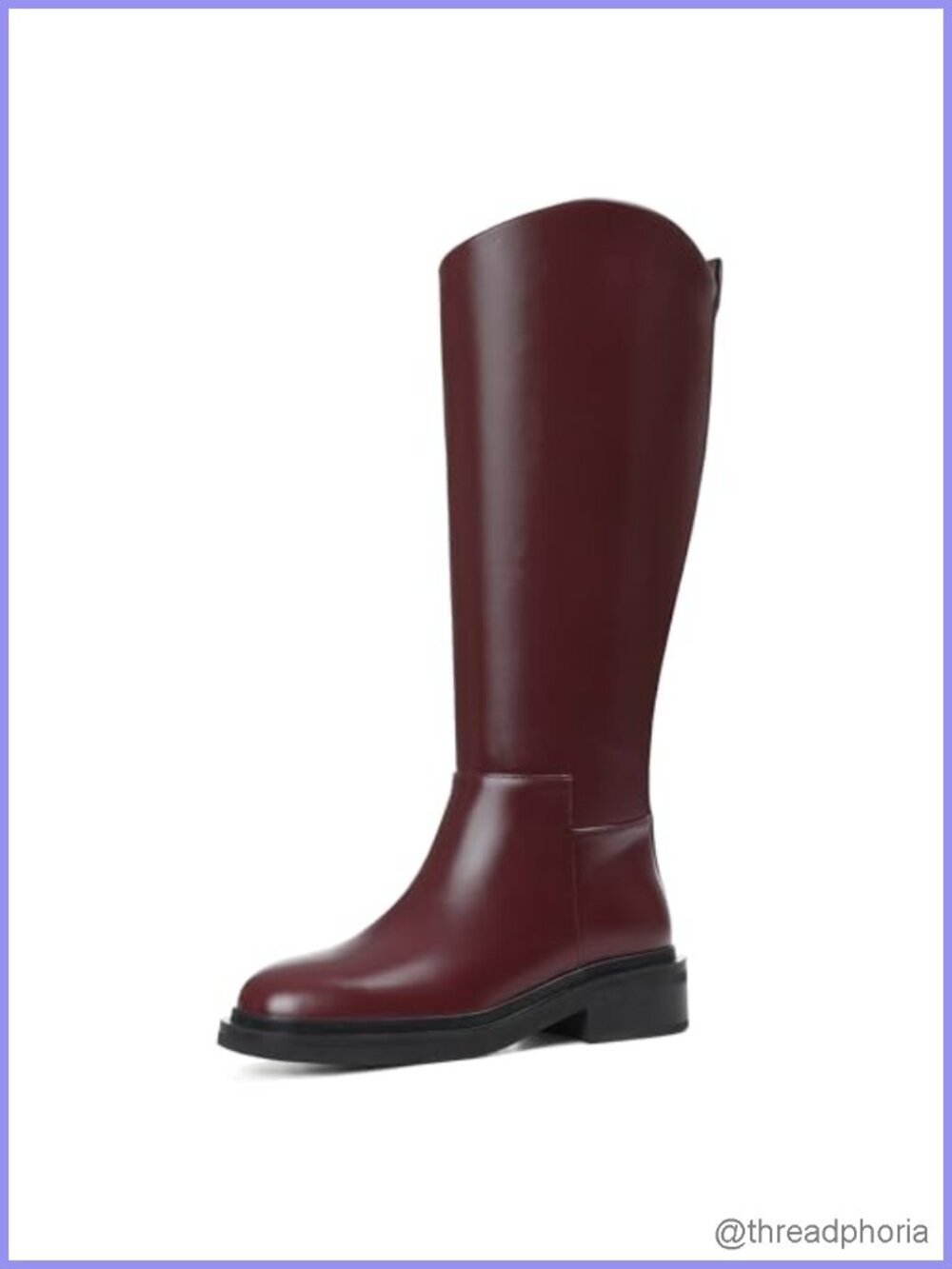 Women's Knee High Boots Round Toe Low Chunky Heel Side Zipper Faux Leather Tall